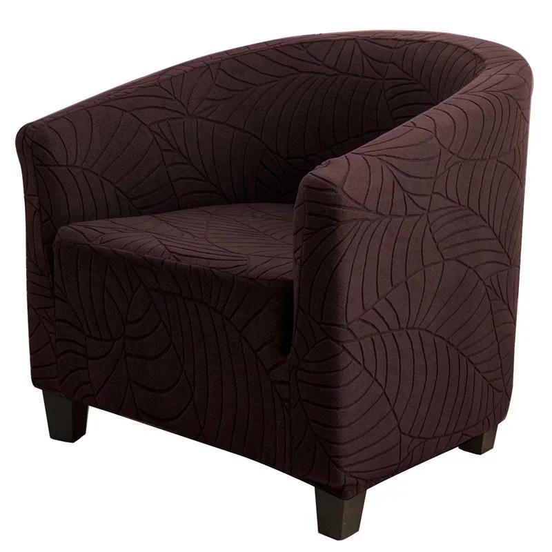 Leaves Jacquard Tub Chair Cover Elastic Soft Club Armchair Slipcovers Single Sofa Slipcover for Living Room Bar Counter Banquet