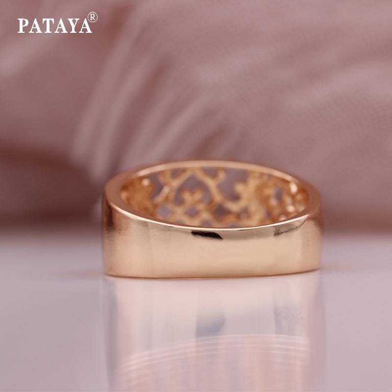 PATAYA Глянцевое кольцо цвета розового золота с полыми итальянскими классическими кольцами с темным цветком
