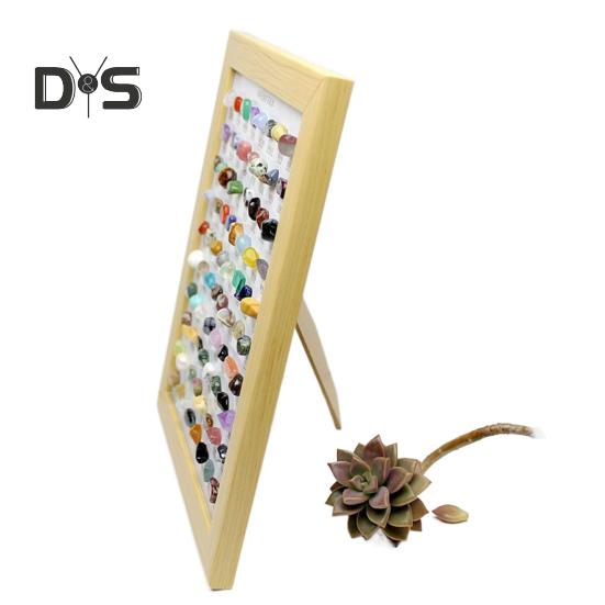 Коллекция из 80 натуральных драгоценных камней. Выставочный набор из хрустальной руды. Коллекционные драгоценные камни в деревянной рамке. Образовательный подарок для детей, любителей драгоценных камней.