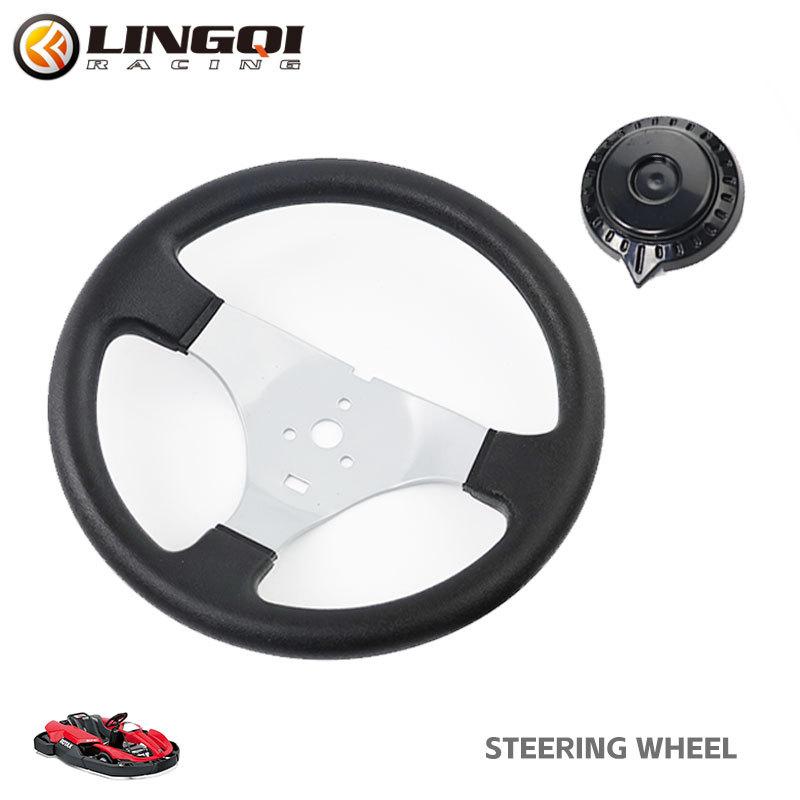 LYNNCHI Motorcycle 300mm Classic Steering Wheel Leather Racing Sport Handle Bars For 150cc 250cc Go Kart Buggy Quad ATV Parts