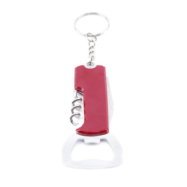 3 In 1 Keychain Beer Bottle Opener Stainless Steel Portable Red Wine Beer Bottle Opener Foil Cutter Corkscrew Kitchen Tool