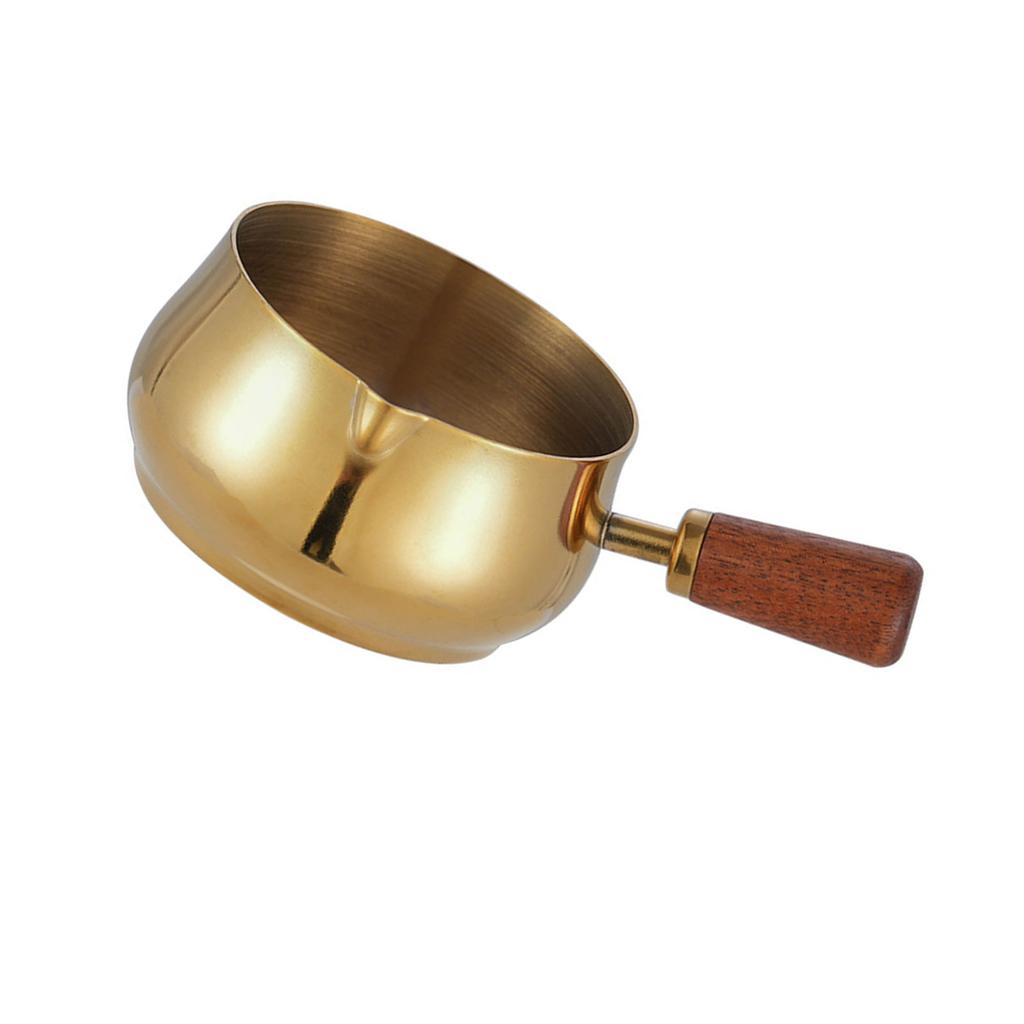 Чашки для эспрессо из нержавеющей стали с деревянной ручкой, прочные чашки для соусов и напитков, пригодные для мытья в посудомоечной машине