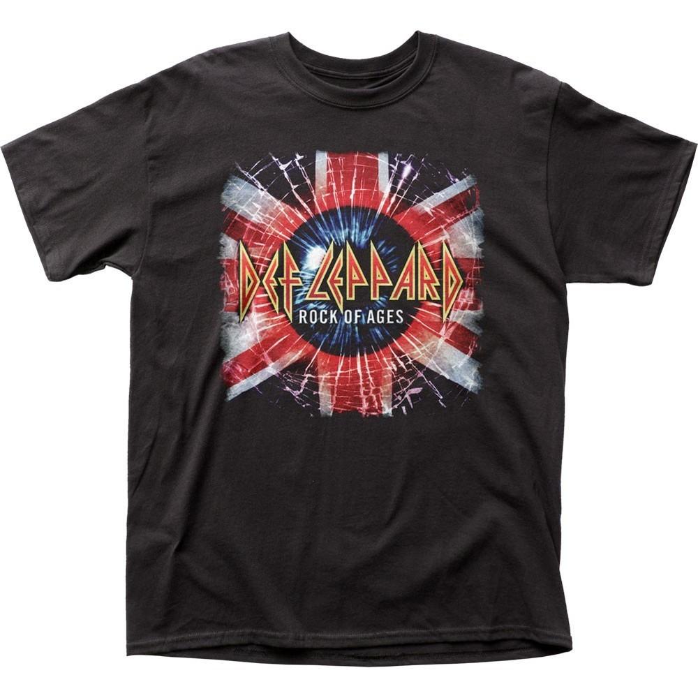 Def Leppard Rock Of Ages Юнион Джек Мужская Футболка Музыка Классическая Футболка Группы Черная Унисекс Футболка