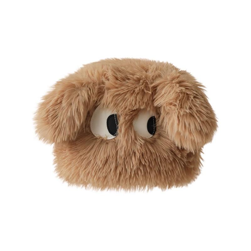 Cute plush puppy hat girl autumn and winter furry funny thickened warm pullover hat cartoon cold protection ear protection