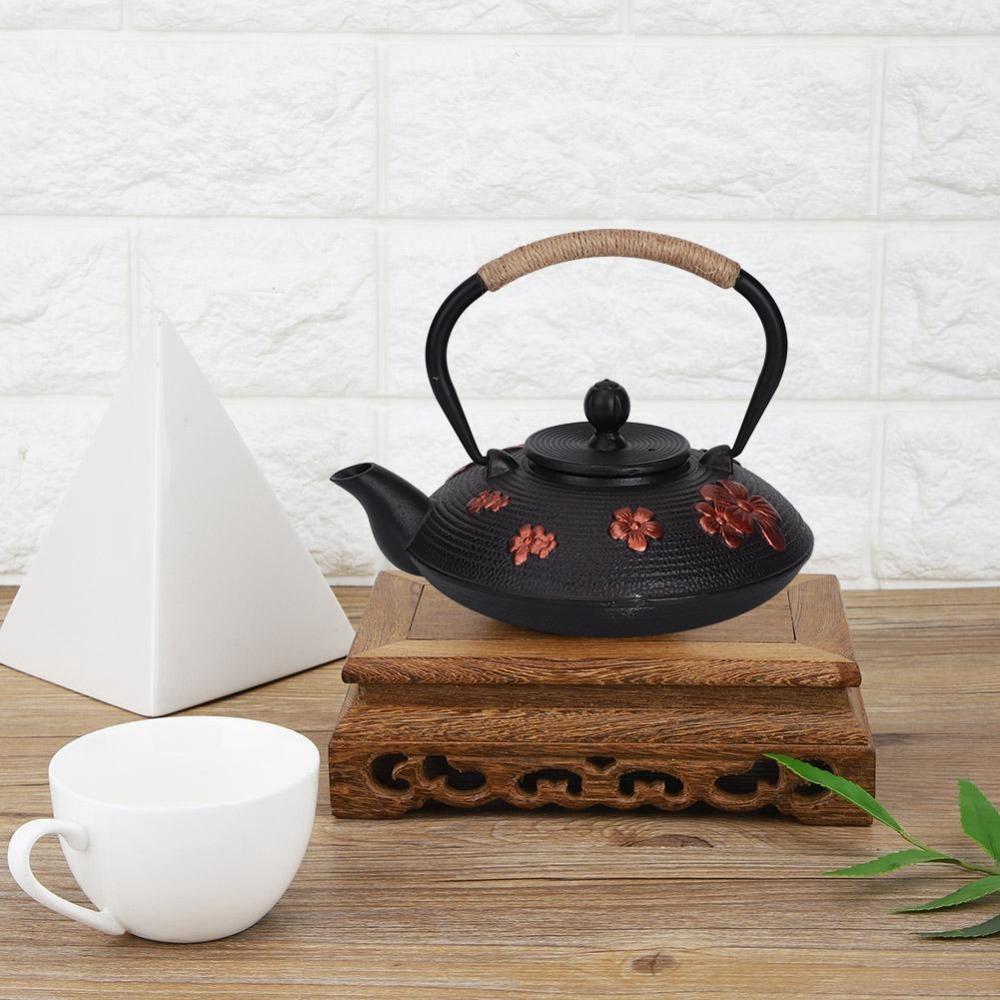 Copper Handle Cast Iron Teapot Straight Hook Spout Tea Pot Kettle Elegant Iron Tea Pot  Tea Brewing