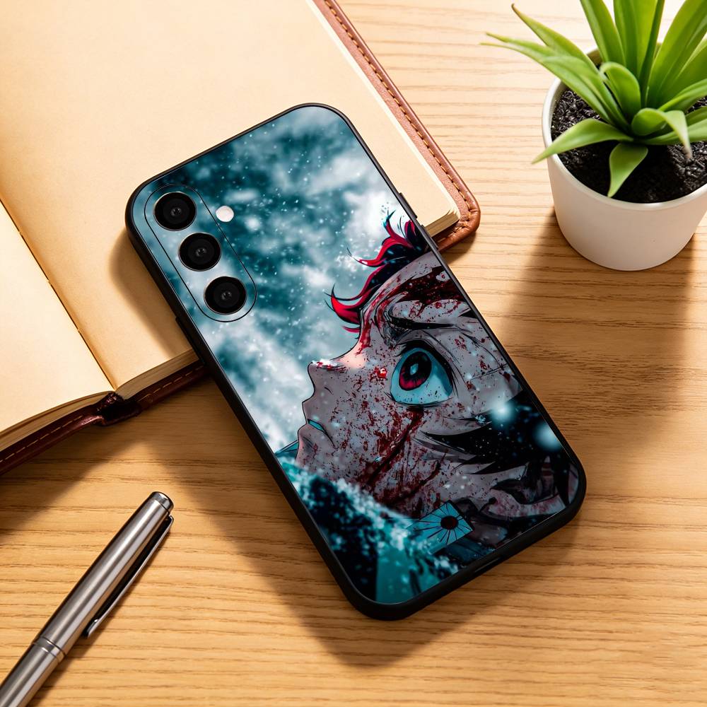 Demon Slayer Tanjiro Nezuko  Phone Case Black Silicone Soft For Samsung Galaxy A73,A72,A71,A70,A53,A52,A51