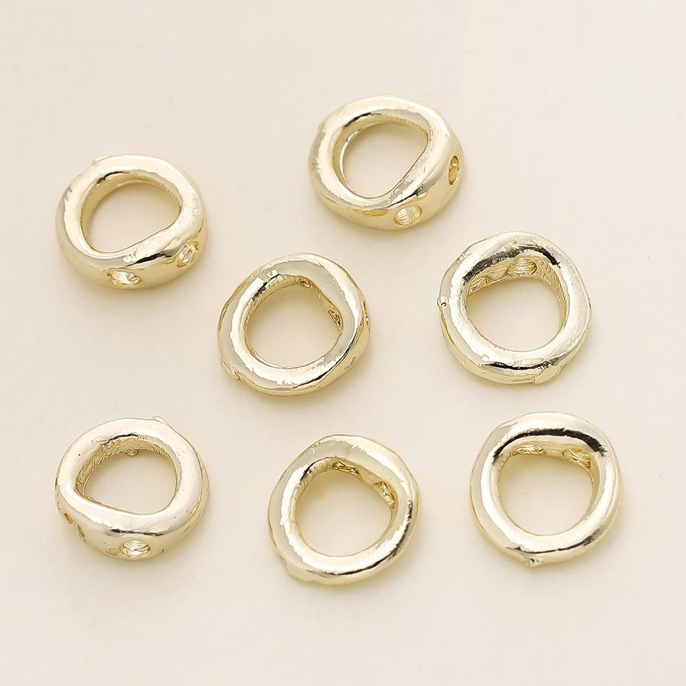 10/20 шт. Латунные наконечники-бусины с покрытием 14/18K Gold, кольца-коннекторы с двумя отверстиями для изготовления ювелирных изделий, браслетов, ожерелий