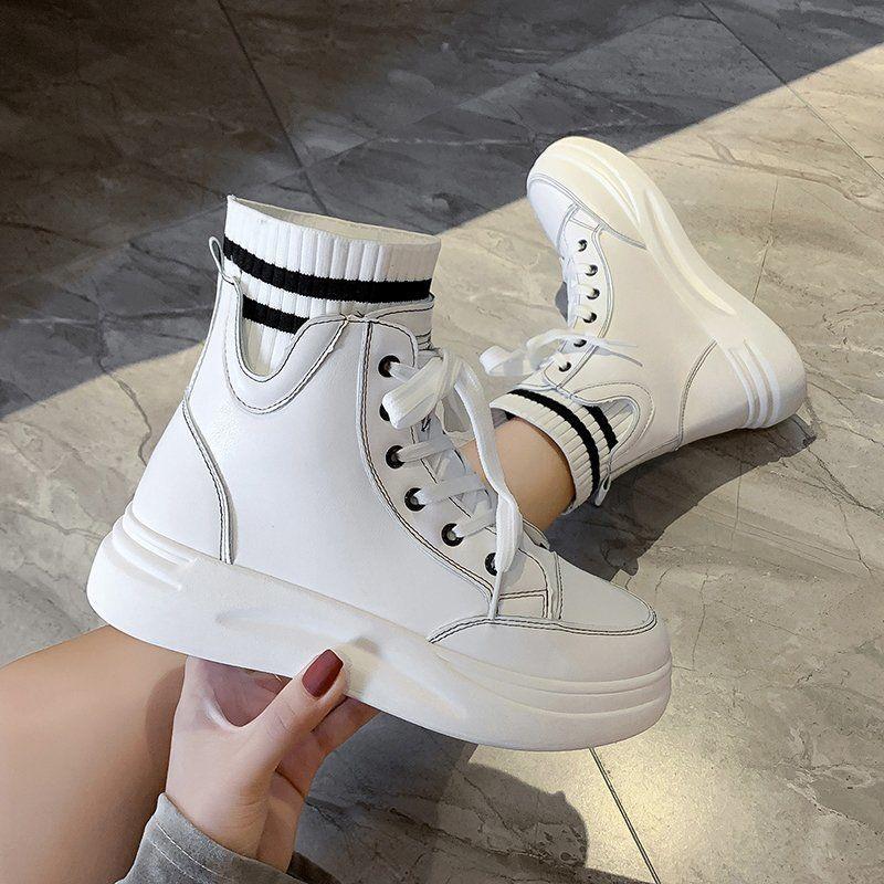 Footwear Sneakers Booties High Platform Sock Short Shoes for Woman Black Women's Ankle Boots Sports New In Spring 2024 Pu Hot 39