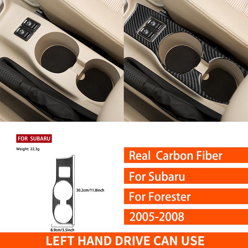 For Subaru Forester 2005-2008 Real Carbon Fiber Stickers Central cup holder storage panel Car Accessories Interior decorative