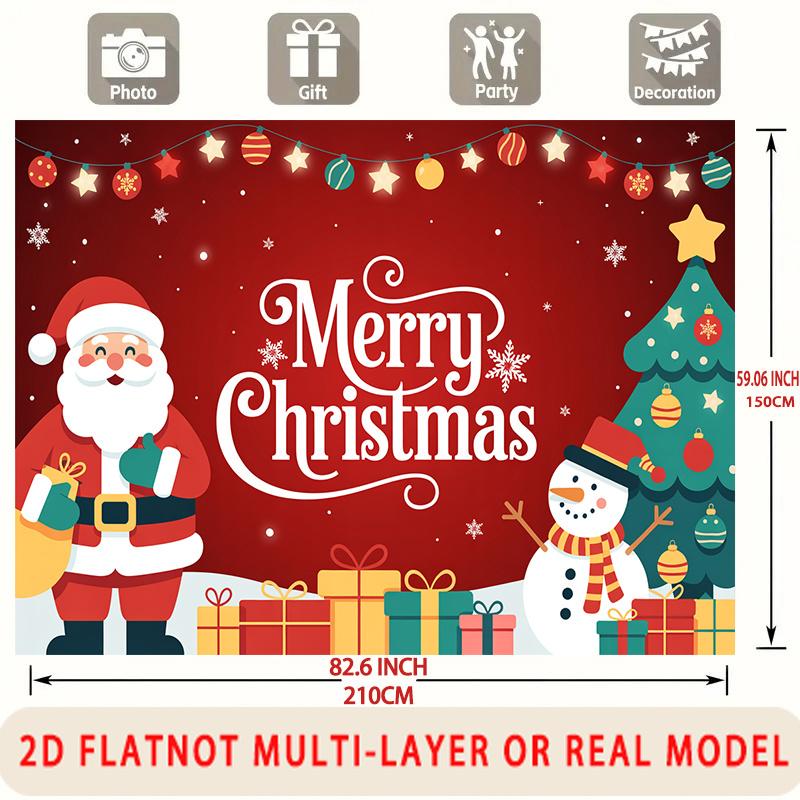 Party Backdrop Christmas Flat Winter Multi Merry Weddings Birthdays Showers Photo Booth Background Front Door Decor