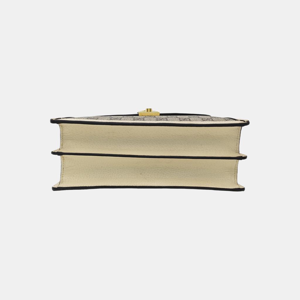 [Pre-Owned] Ophidia Logo Stripe Web Metal Lock Canvas And Leather Trim Shoulder Bag - Good #1X2C7FJ