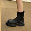Модные кожаные водонепроницаемые женские короткие ботинки Осень Зима Массивные ботильоны Черная обувь по акции Y2k New Rock Женские ботильоны