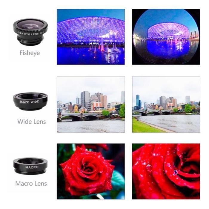 Lentille Objectif 3en1 - OCIODUAL - Grand Angle - Macro - Noir - Smartphone/Tablette