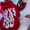 Womens Y2K Streetwear Hooded Oversized Long Sleeve Sweatshirt With Retro Letter Print Fall Winter