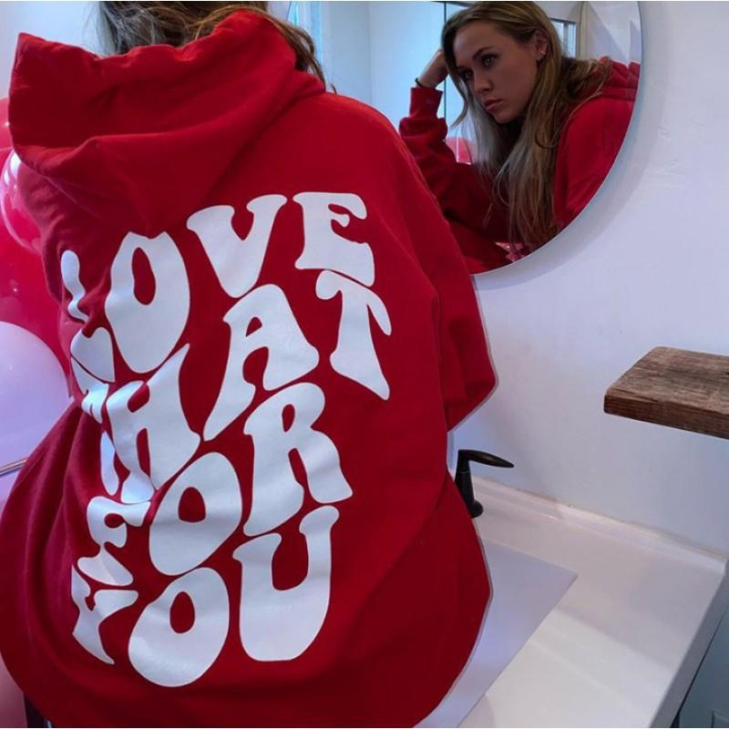 Womens Y2K Streetwear Hooded Oversized Long Sleeve Sweatshirt With Retro Letter Print Fall Winter