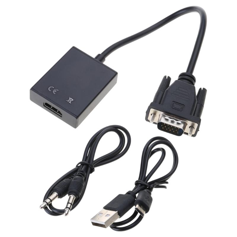 Конвертеры-адаптеры VGA в HDMI-совместимый с 3,5 мм 1080P VGA входным источником для ТВ/мониторов/ЖК-разъемов
