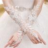 Lace Crystal Women’s Wedding Gloves Fingerless Elbow Bridal Floral Ivory Long Accessory for Bride
