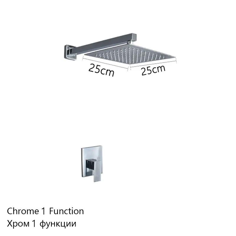 Luxury Brushed Gold/Black/Silver/Grey Hidden Bathroom Shower Faucet Set 10 Inch Shower Head Bathtub Rain Mixer Tap Shower System