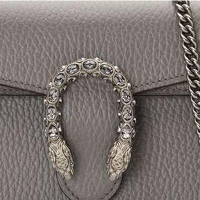 GUCCI Dionysus Leather Chain Bag, Crossbody Bag, Shoulder Bag Women's Gray 476432-CAOGN-1293