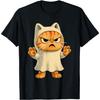 Sheet Ghost Cat Graphic Tee Funny Halloween Costume Gift Round Neck T-Shirt