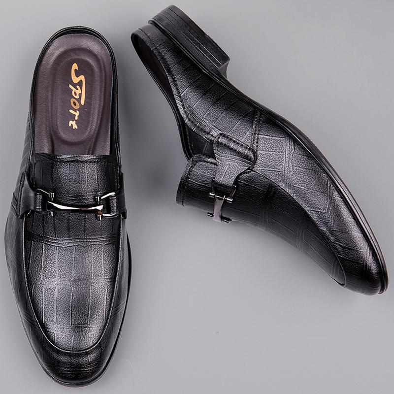 Модные Легкие Простые Мужские Туфли Мюли Натуральная Кожа Мужские Полушлепанцы Летние Дышащие Полудраги Лоферы Уличные Повседневные Легкие Балетки