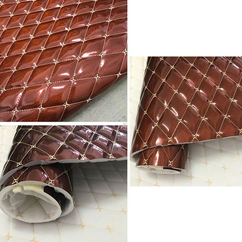 Толстая стеганая лазерная искусственная искусственная кожаная ткань для обивки потолка автомобиля, пола автомобиля, фона, декора, вышитая искусственная кожа