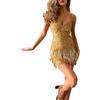 Women Wrapped Dresses, Sleeveless Off Shoulder Sequined Tassels Casual Party Spring Summer Dress