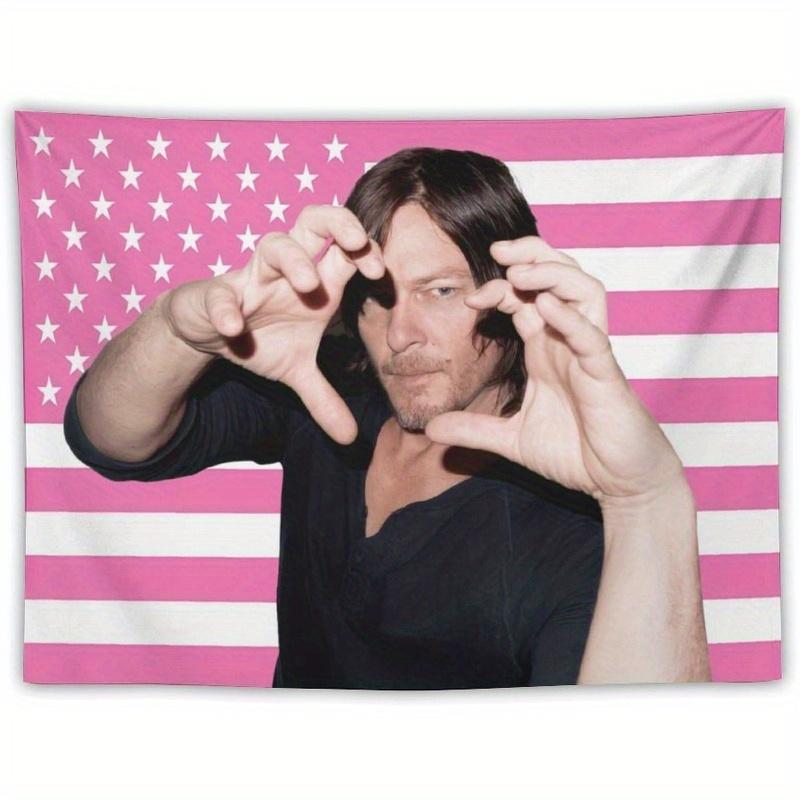 1pc YKHJSDMZ Daryl Star Dixon Pink American Flag Wall Hanging Vibrant Patriotic Decor for Campus Dorms Bedrooms Living Room