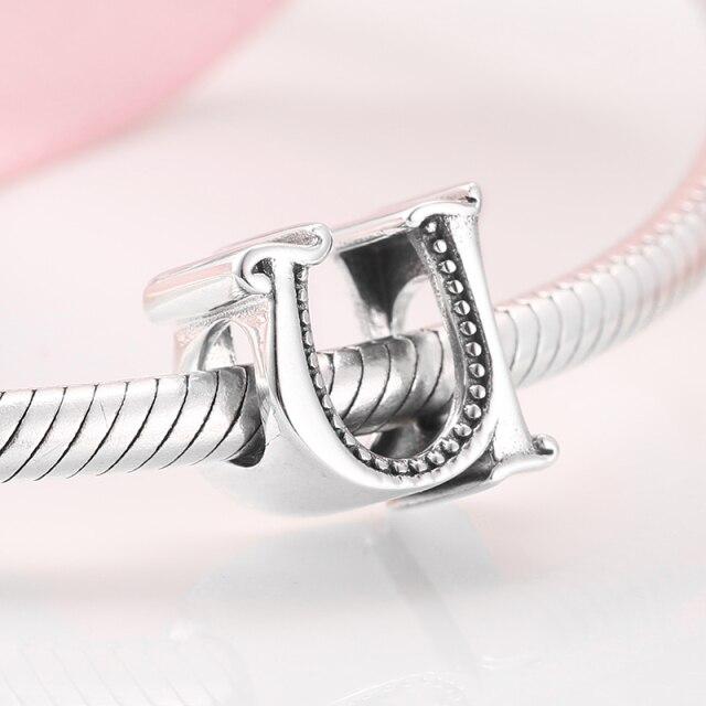 925 стерлингового серебра мода изящные буквы алфавита от A до Z бусины подходят шармы 925 браслеты браслеты ювелирные изделия своими руками