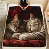American Shorthair and Roses,pattern Flannel Blanket, High quality Comfortable for All Seasons, Home Decor, Warmth and Comfort, Perfect for Gifts.