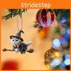 Riding Broom Cute Magic Cat Pattern Acrylic Pendant Car Decoration Accessories