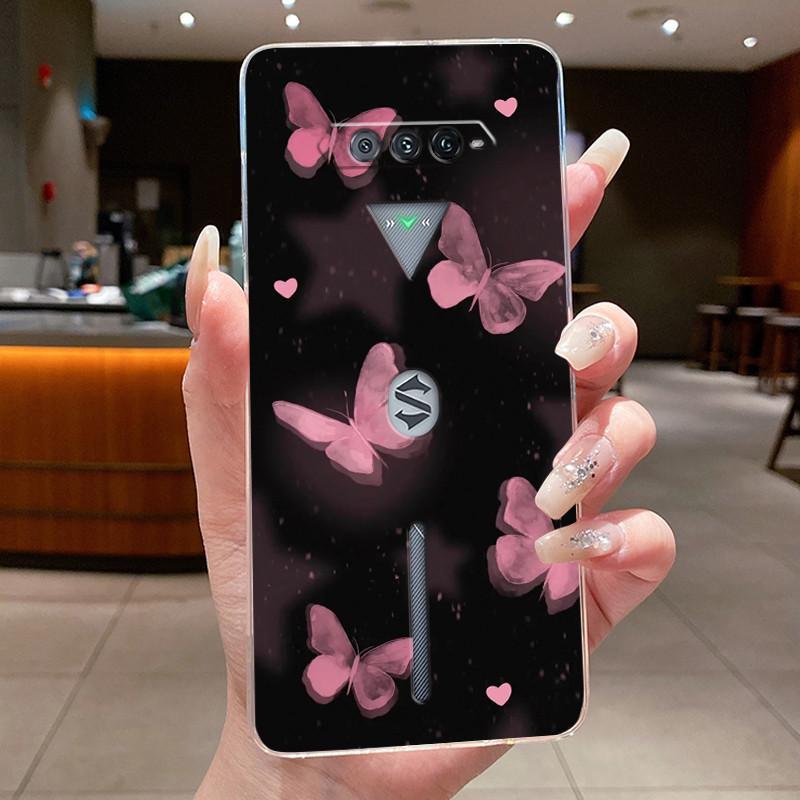 Jelly Case For Black Shark 4 Pro 4S Pro Flower Butterfly Phone Case Black Shark4 Shark4S Pro Soft Silicone Transparent TPU Cover