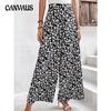 Летние женские брюки больших размеров с цветочным принтом, свободные повседневные брюки с талией