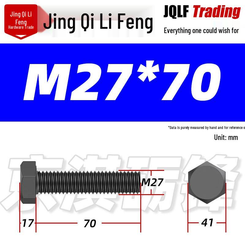 12.9 Grade High-Strength Blackened Hex Bolt M22-M48