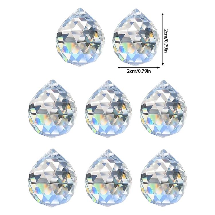 8 штук 20 мм хрустальных подвесных призм-шаров для ловцов солнца и домашнего декора, подвески для люстр, радужные украшения