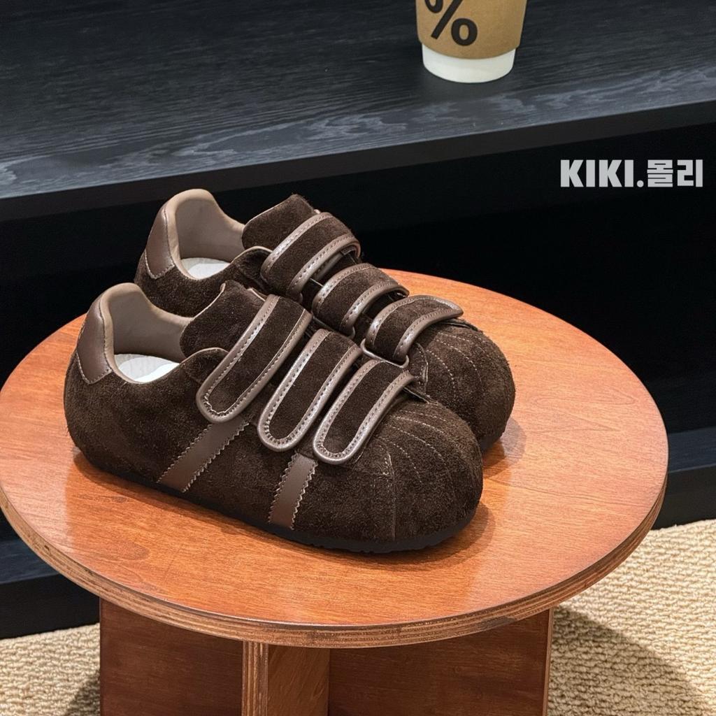 Ugly Cute Velcro Bread Shoes Early Autumn New Retro Platform Niche Design Leather Casual Sports Shoes