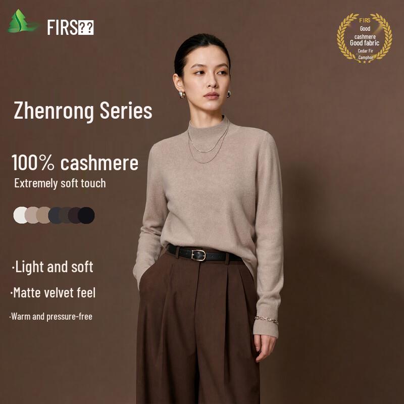 FIRS Women's Premium 100% Cashmere Mock Neck Sweater