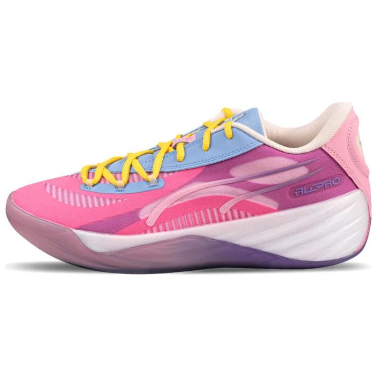Puma All-Pro Nitro Unexpected Cushioning Slip-Resistant Durable Breathable Low-Top Basketball Shoes Unisex Sneaker Blue Pink 310492-01