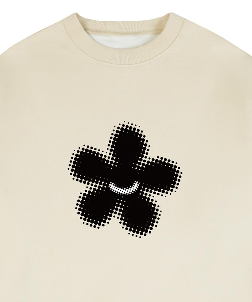 GRAVER [Unisex] Dot Silhouette Flower Sweatshirt_Cream