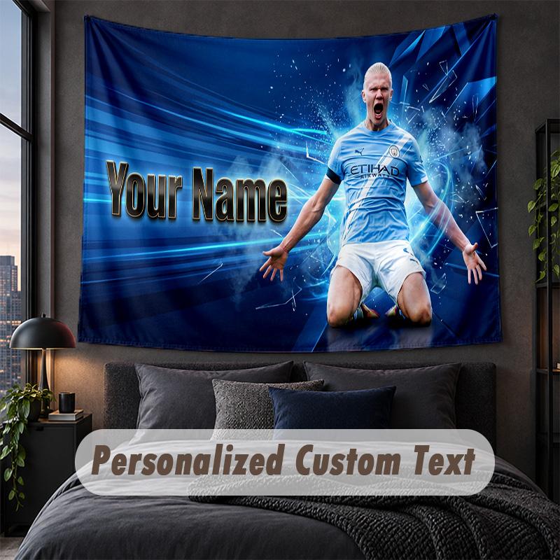 Custom Name Text Tapestry,Erling Haaland Decorative Wall Hanging, Background Tapestry For Home Bedroom