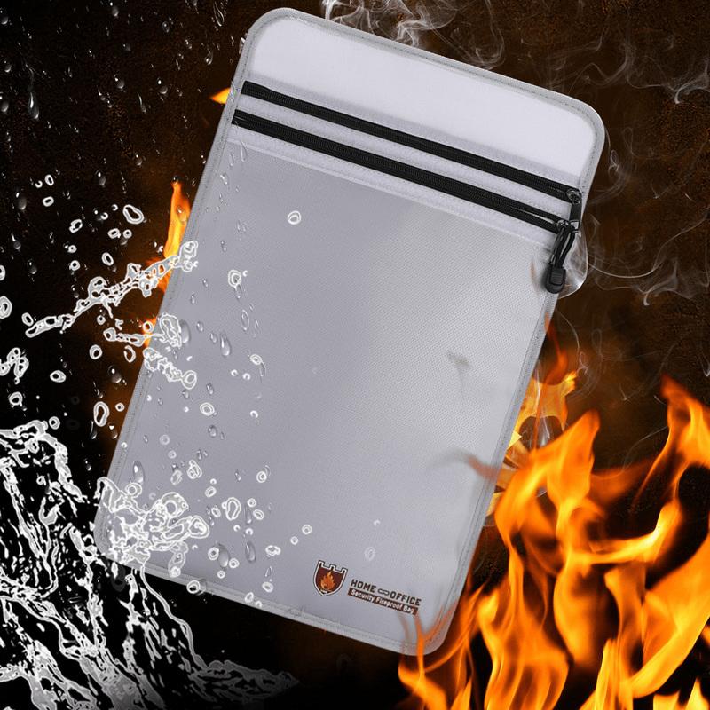 Fireproof Bag Double Pocket Zipper File Bags Safe Bag Portable Waterproof File Bags Folder Cash Bag Fireproof Money Bag
