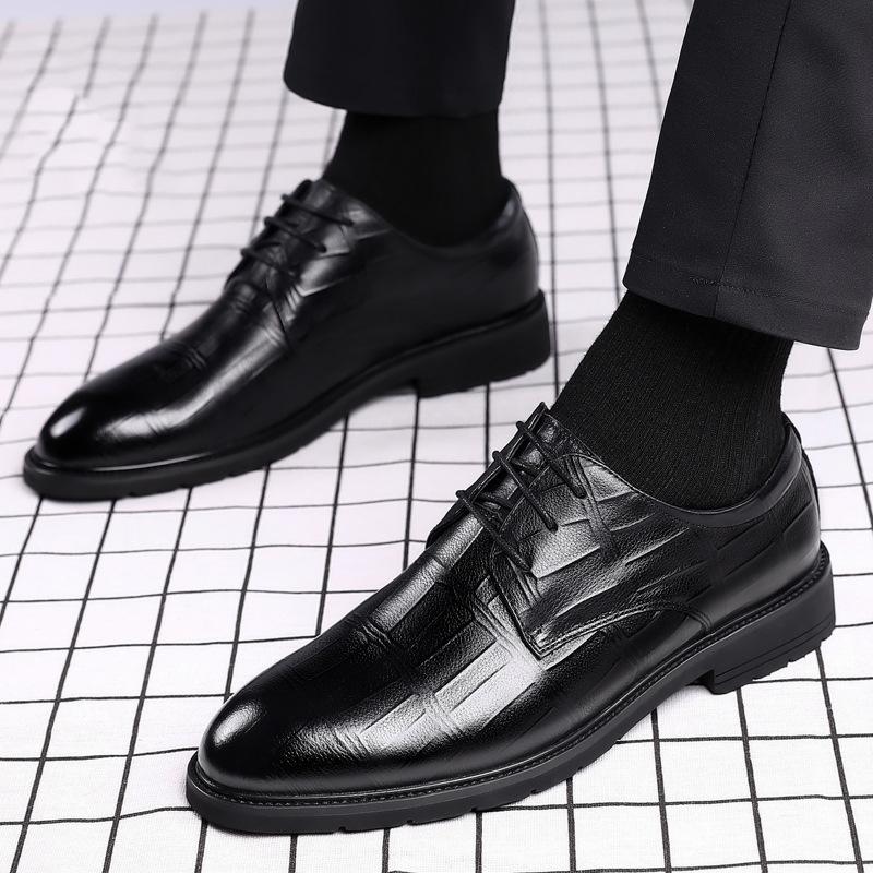 Кожаная обувь мужская новая деловая обувь дышащая и износостойкая мужская британская и корейская версия остроносая кожаная обувь