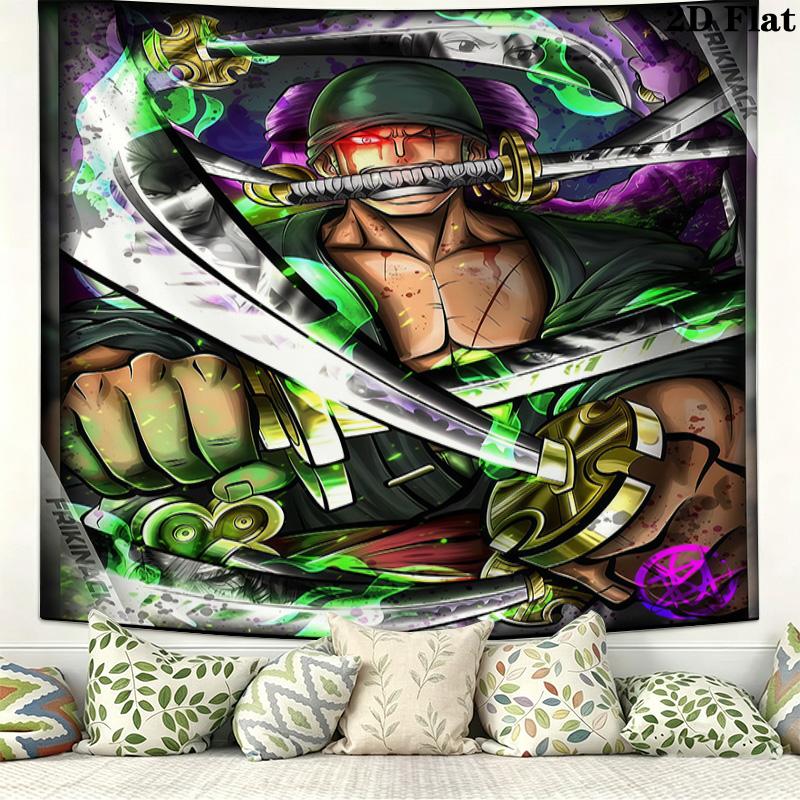 One Piece Roronoa Zoro Wall Tapestry Aesthetic Wall Hanging Printed Fabric Blanket Decorative Tapestries For Bedroom Living Room Home Decor