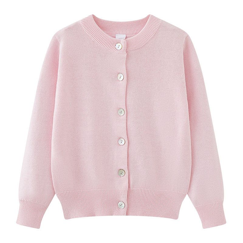 Boy Pure Color Outwear Spring and Autumn Children's Clothing Children's round Neck Long Sleeves Middle and Older Children's Sweater Pure Cotton