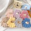 1-3 Years Kids Cartoon Winter Gloves Thick Velvet Cute Boy Girl Warm Five Finger Mittens Outdoor Windproof Toddler Baby Gloves
