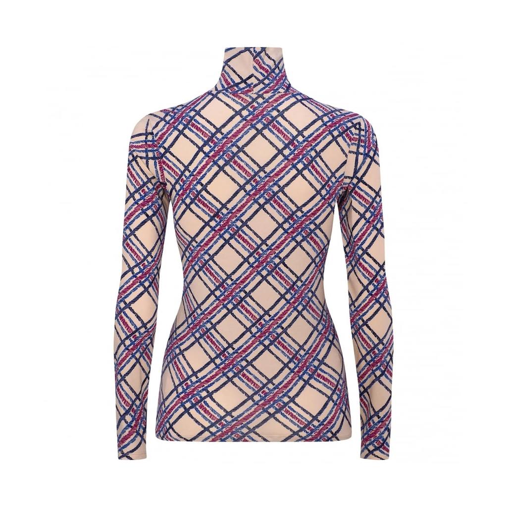 Triumph Warm High Neck Innerwear Sleeve Top M008 Size L 5390, 1/4 (Patterned), (Blue),