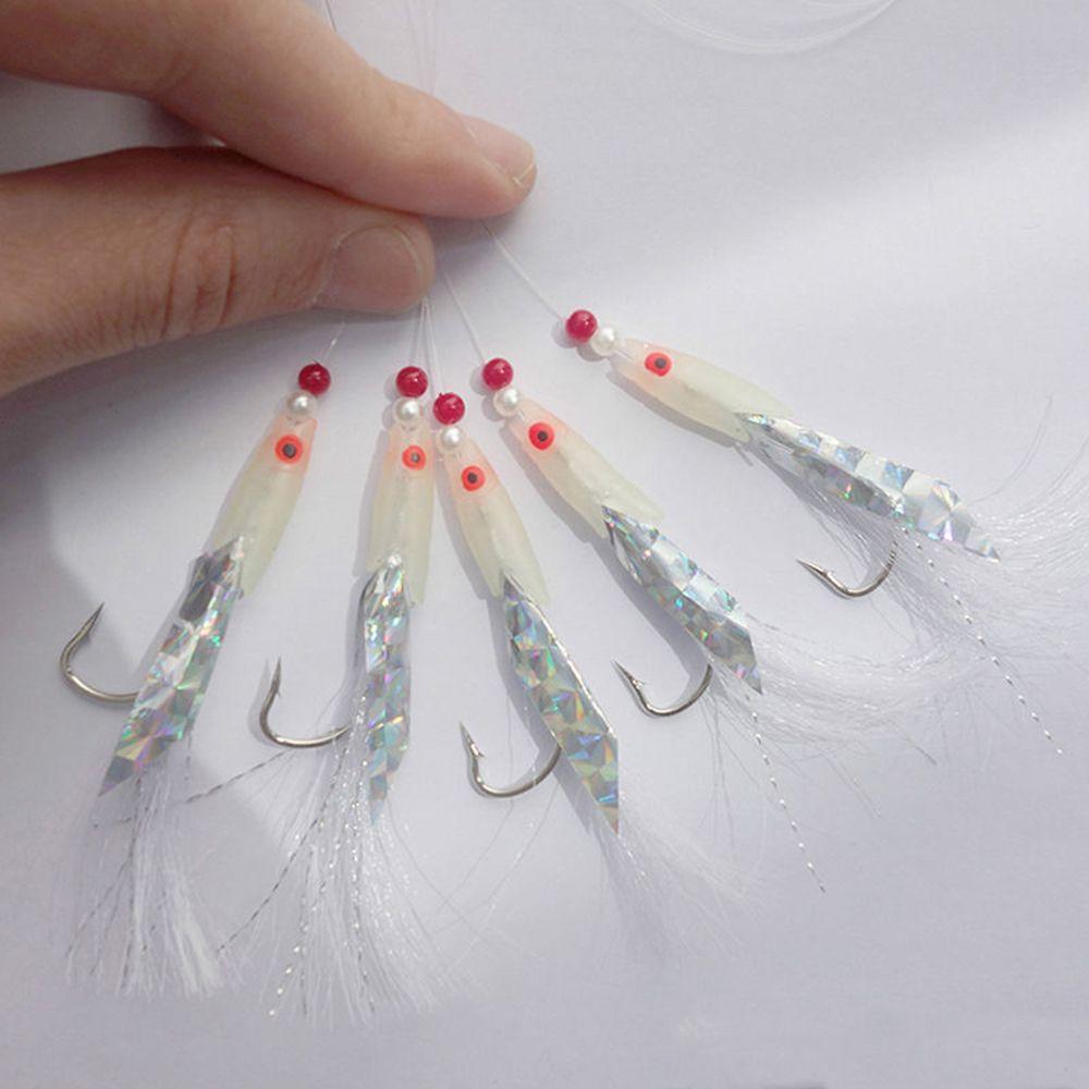 5pcs Outdoor Barb Sharp Fishing Tackle Treble Bait Luminous Fishing Hook Durable Head