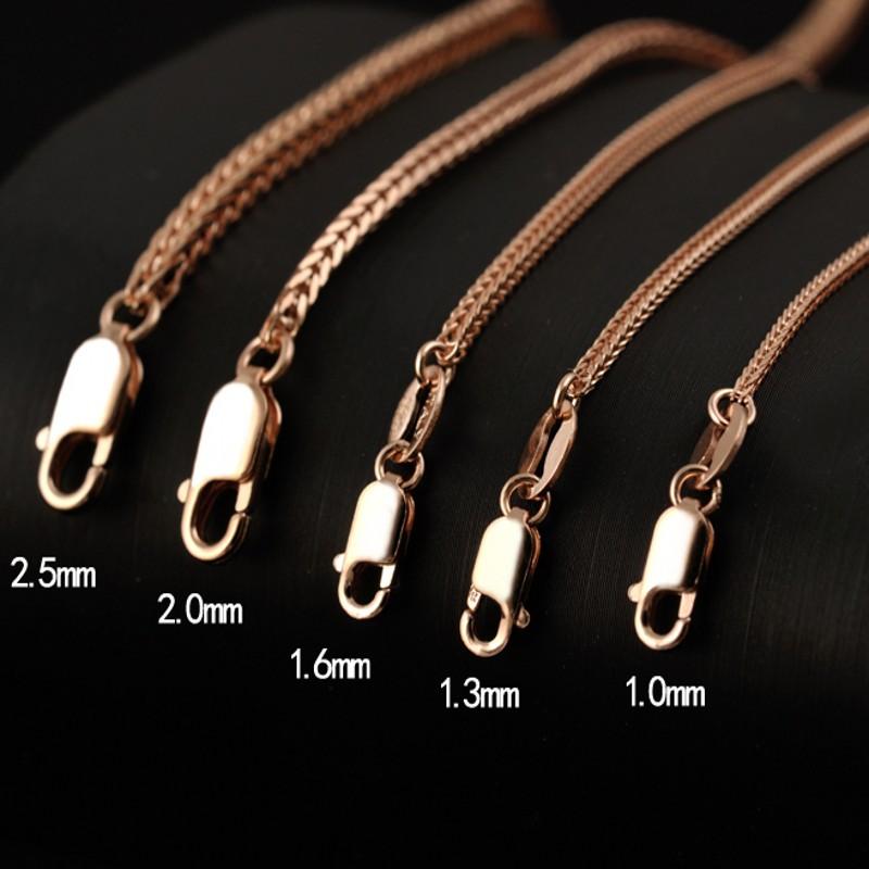 New Real S925 Pure Silver Rose Gold-plated Chopin Chain Men Necklace Bold Clavicle Chain Sweater Chain Women Necklace Silver1mm