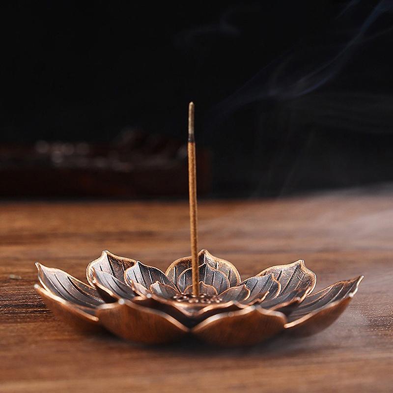WCIC Новый 2 в 1 держатель для ароматической палочки линия лотоса сплав курильница металлические изделия сандаловое дерево катушка основание красная бронза домашний декор