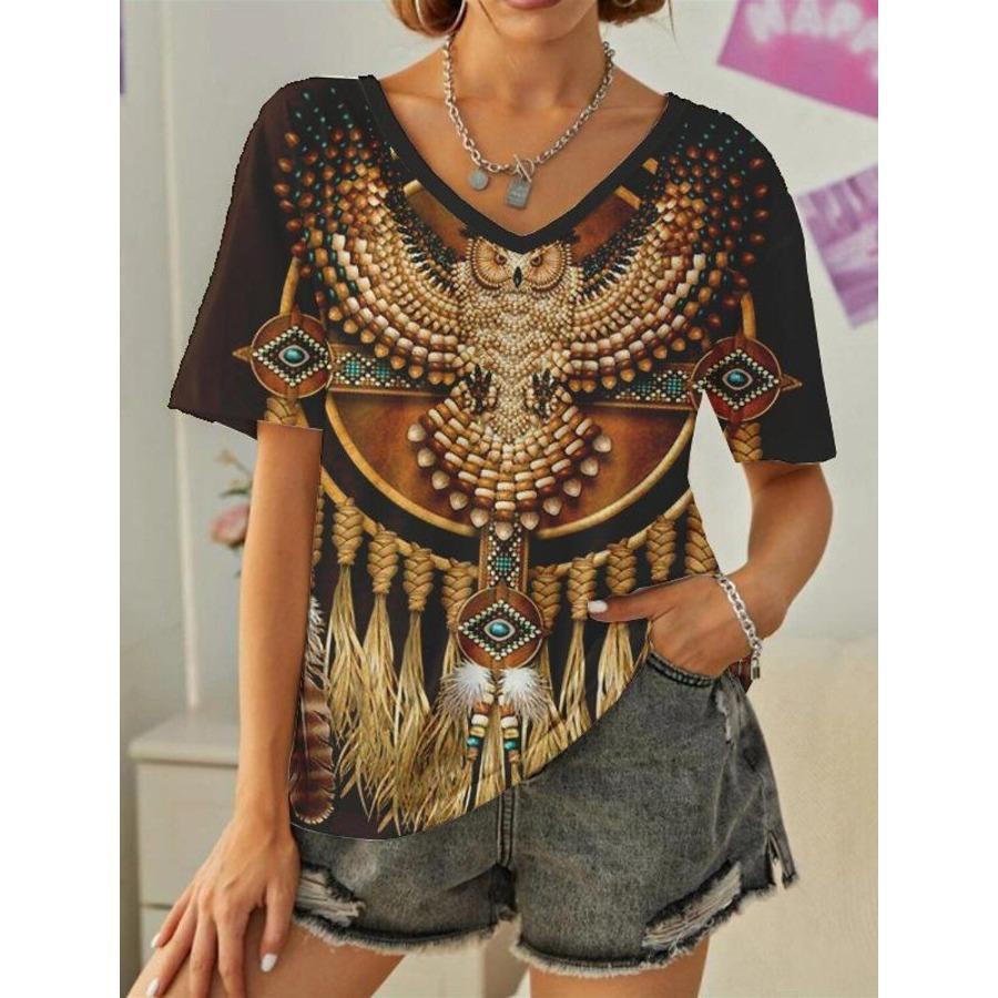 Винтажная женская футболка с 3D-принтом, с коротким рукавом, с V-образным вырезом, топы, удобные футболки